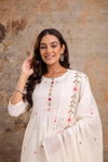 Naisha K 155 Mulmul Embroidered Kurti Bottom With Dupatta Suppliers In India